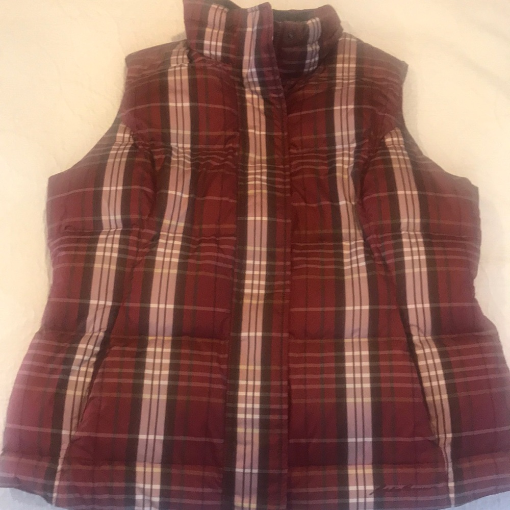 Eddie Bauer Ladies Plaid Down Vest L